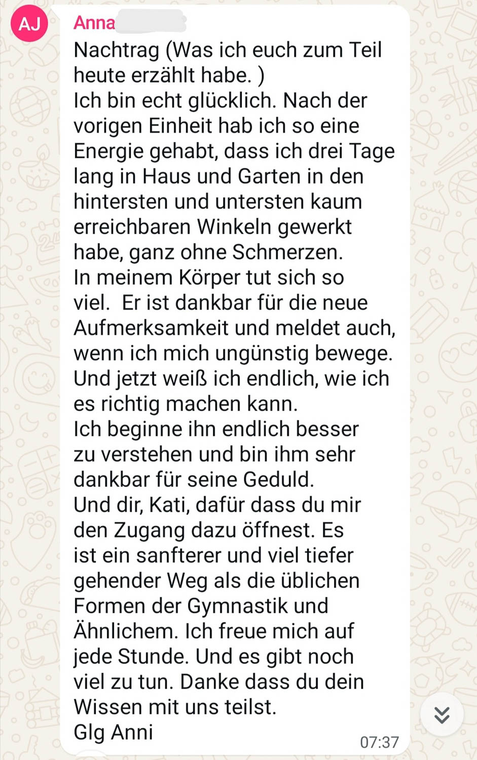 Anni nach einigen Wochen
